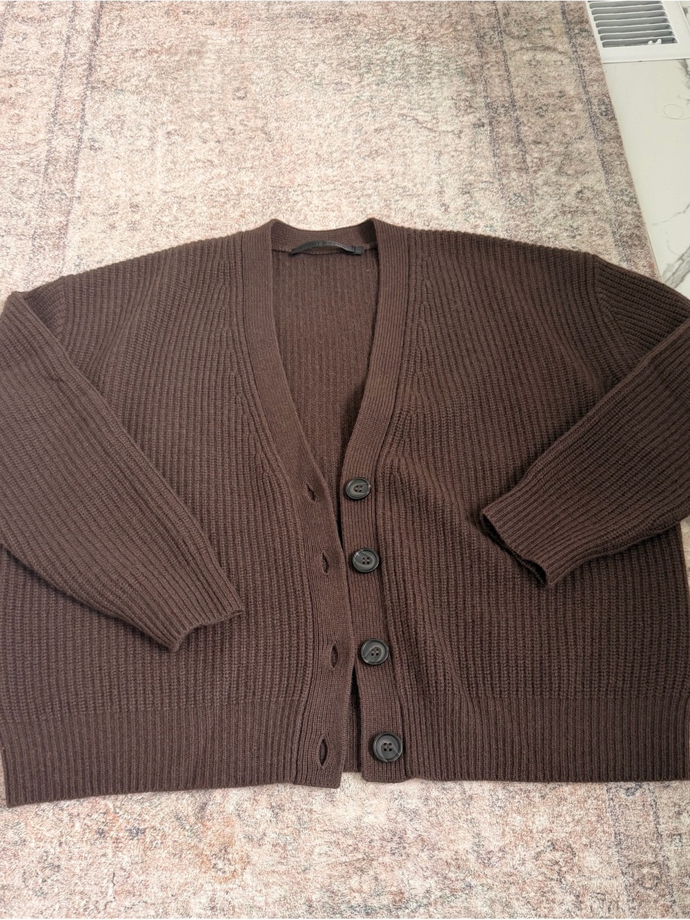 Jenni Kayne chocolate cropped cocoon Cardigan HTF 100 cashmere